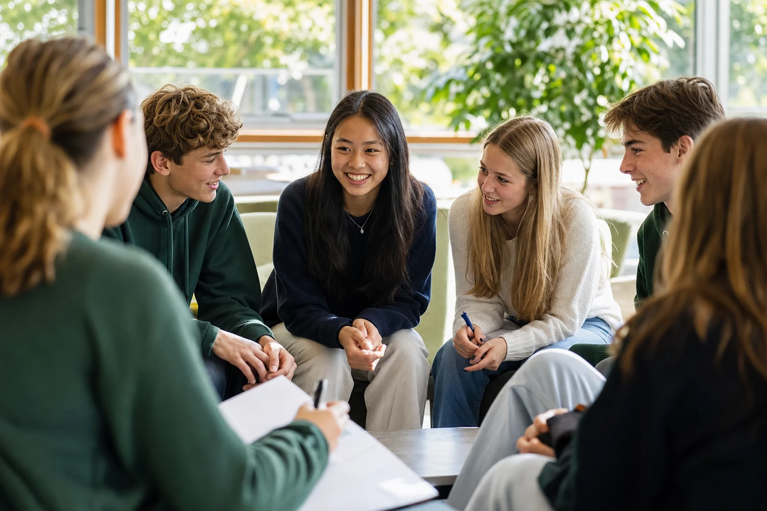 Counsellors-in-Training planning a group activity together at summer camp